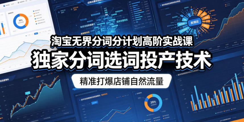 淘宝无界分词分计划高阶实战课,独家分词选词投产技术,精准打爆店铺自然流量-搞薯条网