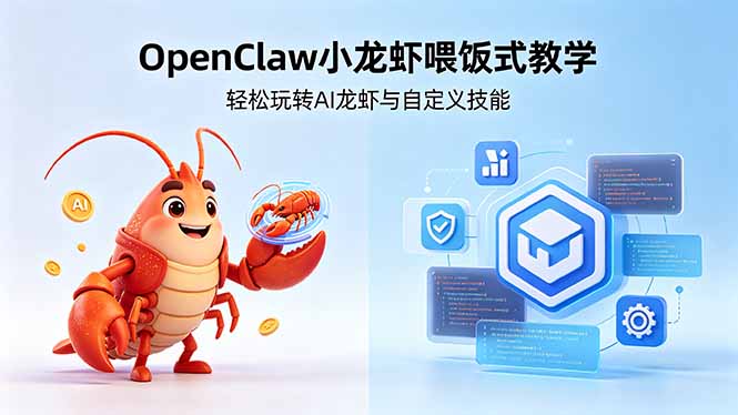 不用懂技术!OpenClaw小龙虾喂饭式教学,轻松玩转AI龙虾与自定义技能 (5月22更新-搞薯条网