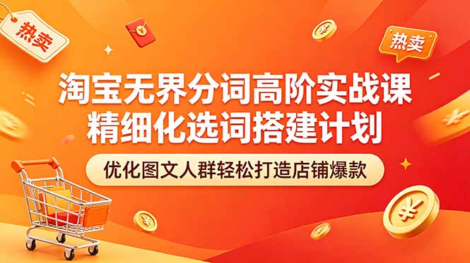 淘宝无界分词高阶实战课 精细化选词搭建计划 优化图文人群轻松打造店铺爆款-搞薯条网