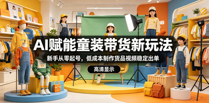 AI赋能童装带货新玩法,新手从零起号,低成本制作货品视频稳定出单-搞薯条网