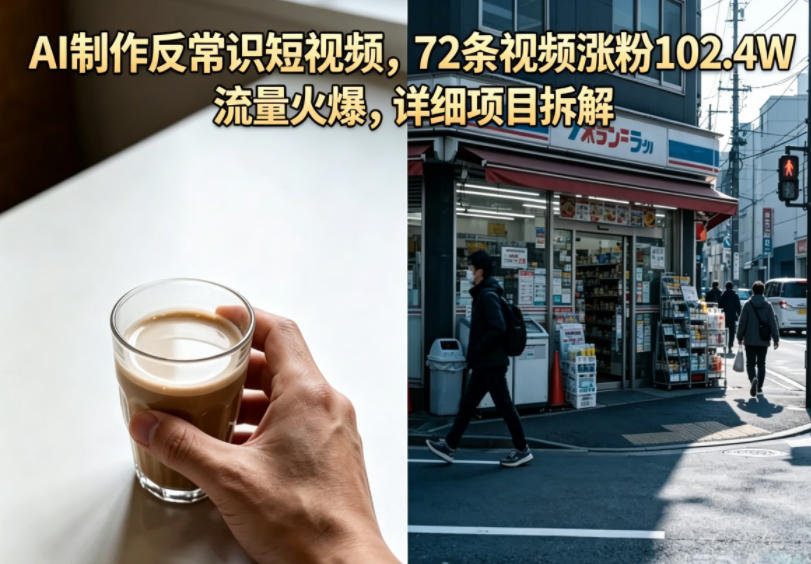 AI制作反常识短视频，72条视频涨粉102.4W，流量火爆，详细项目拆解-搞薯条网