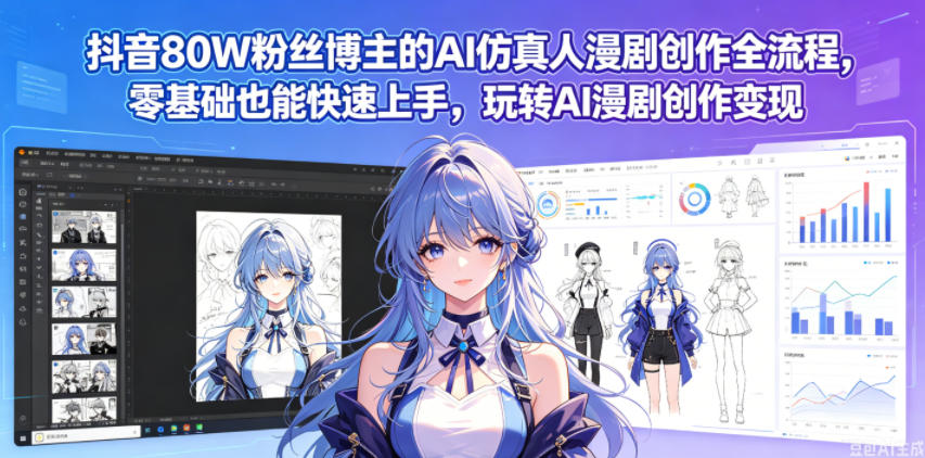 抖音80W粉丝博主的AI仿真人漫剧创作全流程,零基础也能快速上手,玩转AI漫剧创作变现-搞薯条网