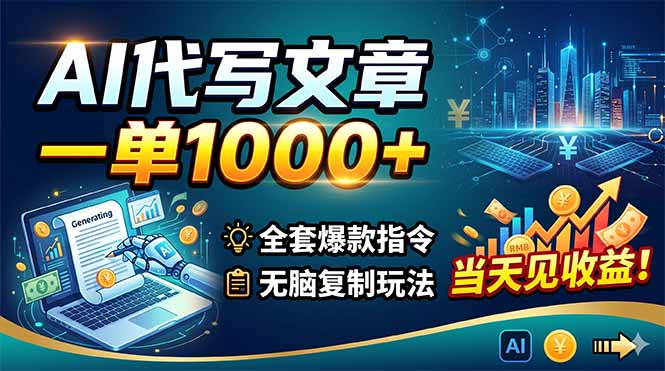 AI代写文章,一单1000+,全套爆款指令+无脑复制玩法,当天见收益!-搞薯条网