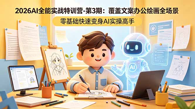2026AI全能实战特训营-第3期:覆盖文案办公绘画全场景 零基础快速变身AI实操高手-搞薯条网