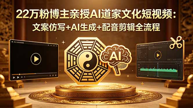 22万粉博主亲授AI道家文化短视频:文案仿写+AI生成+配音剪辑全流程-搞薯条网