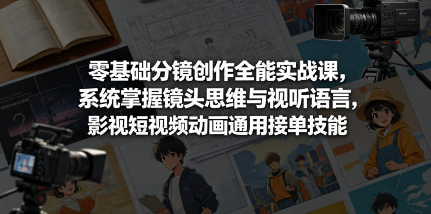 零基础分镜创作全能实战课,系统掌握镜头思维与视听语言,影视短视频动画通用接单技能-搞薯条网