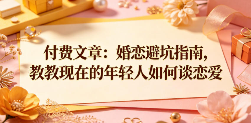 付费文章:婚恋避坑指南,教教现在的年轻人如何谈恋爱-搞薯条网