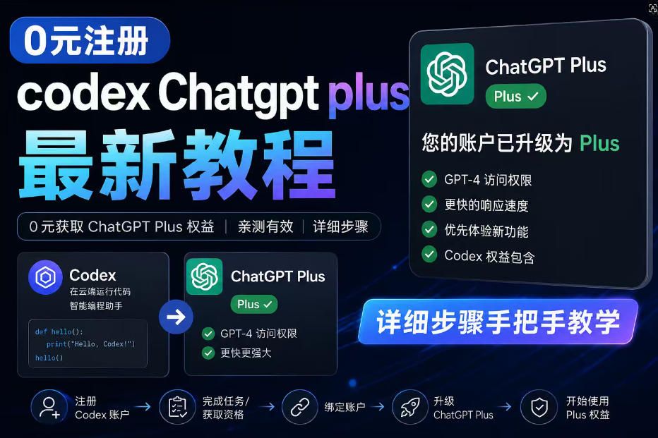 0元全自动注册codex gpt plus最新教程,0元获取GPT Plus权益,手把手详细教学-搞薯条网