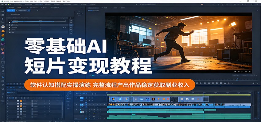 零基础AI短片变现教程：软件认知搭配实操演练，完整流程产出作品稳定获取副业收入-搞薯条网