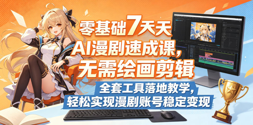 零基础7天AI漫剧速成课，无需绘画剪辑，全套工具落地教学，轻松实现漫剧账号稳定变现-搞薯条网