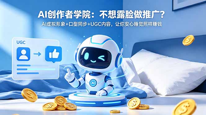 AI创作者学院：不想露脸做推广？AI虚拟形象+口型同步+UGC内容，让你安心睡觉照样赚钱-搞薯条网