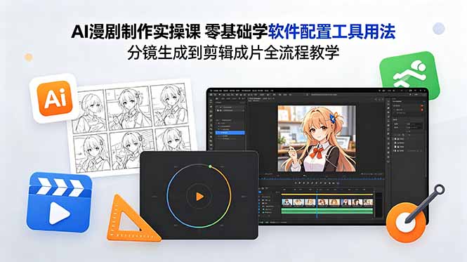 AI漫剧制作实操课 零基础学软件配置工具用法 分镜生成到剪辑成片全流程教学-搞薯条网