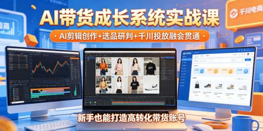 AI带货成长系统实战课，AI剪辑创作+选品研判+千川投放融会贯通，新手也能打造高转化带货账号(更新2026年)-搞薯条网