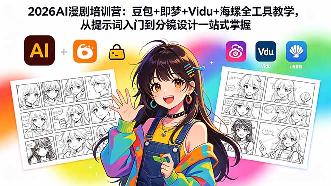 2026AI漫剧培训营：豆包+即梦+Vidu+海螺全工具教学，从提示词入门到分镜设计一站式掌握-搞薯条网