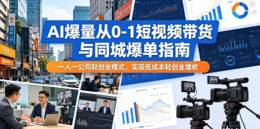 AI爆量从0-1短视频带货与同城爆单指南,一人一公司轻创业模式,实现低成本轻创业增收-搞薯条网