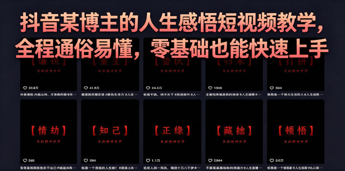 抖音某博主的灰太狼人生感悟短视频教学,全程通俗易懂,零基础也能快速上手-搞薯条网