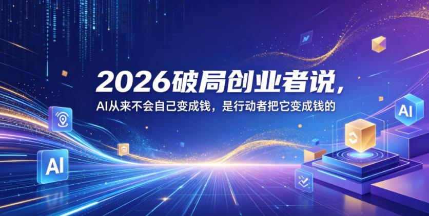 2026破局创业者说,AI从来不会自己变成钱,是行动者把它变成钱的【文档】-搞薯条网