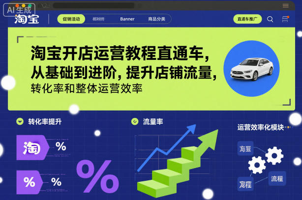 淘宝开店运营教程直通车，从基础到进阶，提升店铺流量，转化率和整体运营效率(更新26年05月27日)-搞薯条网