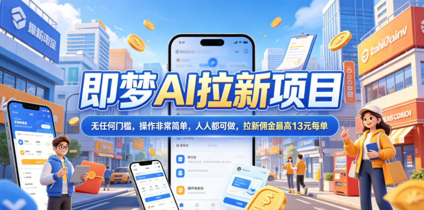 2026年即梦AI拉新项目最新玩法，无任何门槛，操作非常简单，人人都可做，拉新佣金最高13元每单-搞薯条网