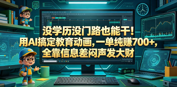 没学历没门路也能干！用AI搞定教育动画，一单纯賺700+，全靠信息差闷声发大财【揭秘】-搞薯条网