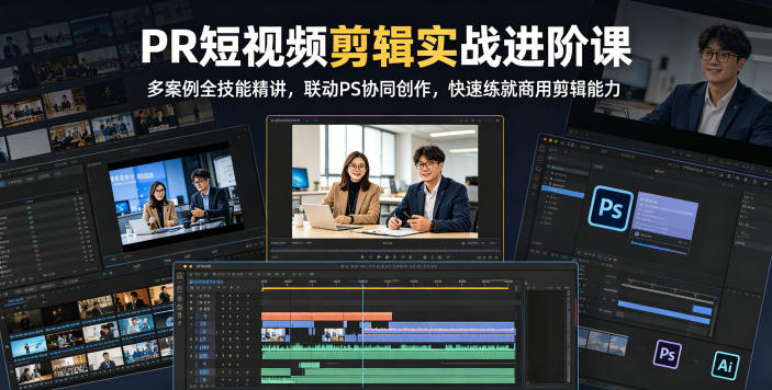 PR短视频剪辑实战进阶课，多案例全技能精讲，联动PS协同创作，快速练就商用剪辑能力-搞薯条网