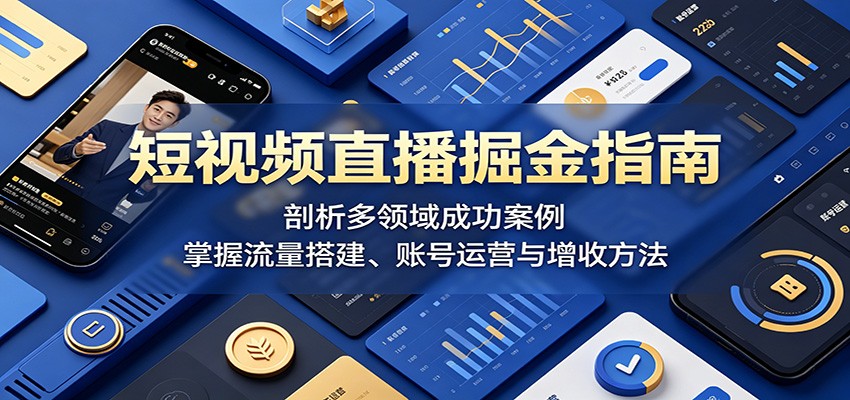 短视频直播掘金指南：剖析多领域成功案例，掌握流量搭建、账号运营与增收方法-搞薯条网