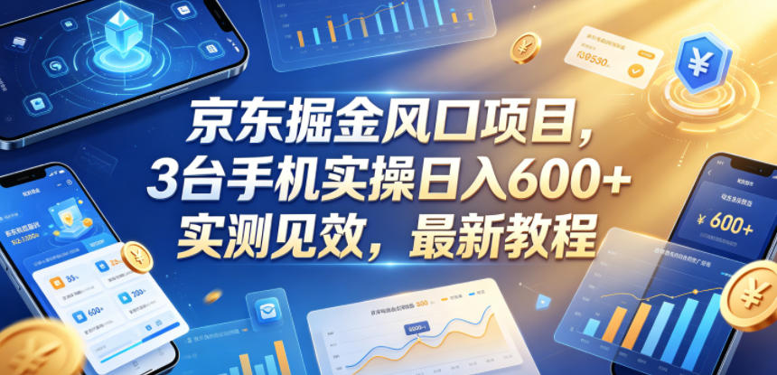 京东掘金风口项目，3台手机实操日入600+，实测见效，最新教程【揭秘】-搞薯条网