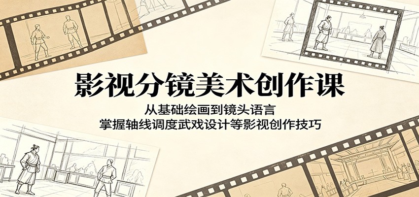 影视分镜美术创作课：从基础绘画到镜头语言，掌握轴线调度武戏设计等影视创作技巧-搞薯条网