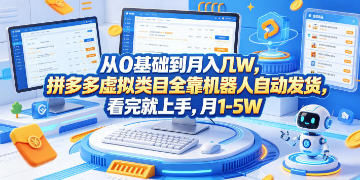 从0基础到月入几W，拼多多虚拟类目全靠机器人自动发货，看完就上手，月1-5W【揭秘】-搞薯条网