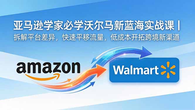 亚马逊卖家必学沃尔玛新蓝海实战课｜拆解平台差异，快速平移流量，低成本开拓跨境新渠道-搞薯条网