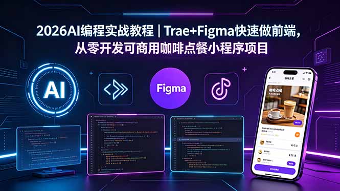 2026AI编程实战教程｜Trae+Figma快速做前端，从零开发可商用咖啡点餐小程序项目-搞薯条网