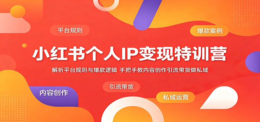 小红书个人IP变现特训营：解析平台规则与爆款逻辑，手把手教内容创作引流带货做私域-搞薯条网