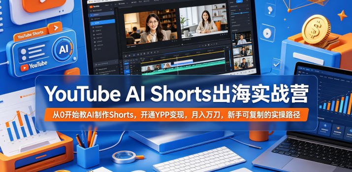 YouTube AI Shorts出海实战营，从0开始教AI制作Shorts，开通YPP变现，月入万刀，新手可复制的实操路径-搞薯条网