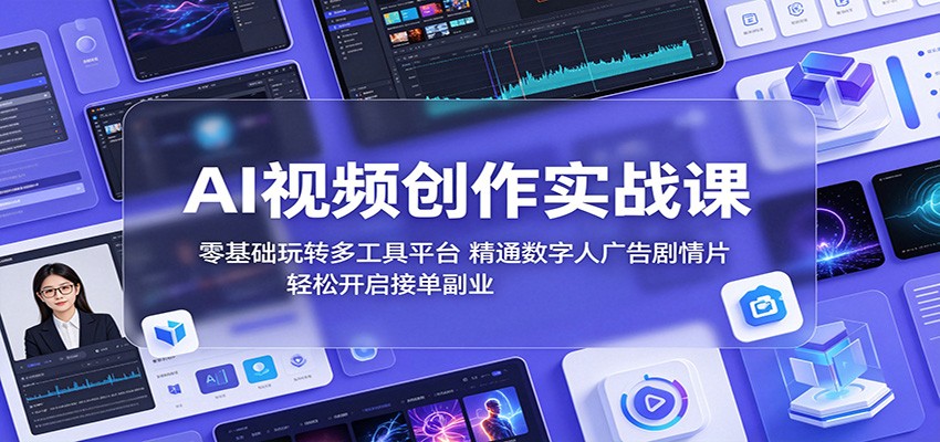 AI视频创作实战课：零基础玩转多工具平台，精通数字人广告、剧情片，轻松开启接单副业-搞薯条网