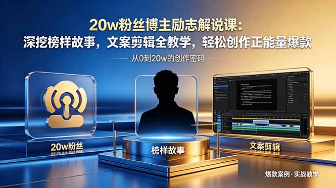 20w粉丝博主励志解说课：深挖榜样故事，文案剪辑全教学，轻松创作正能量爆款-搞薯条网