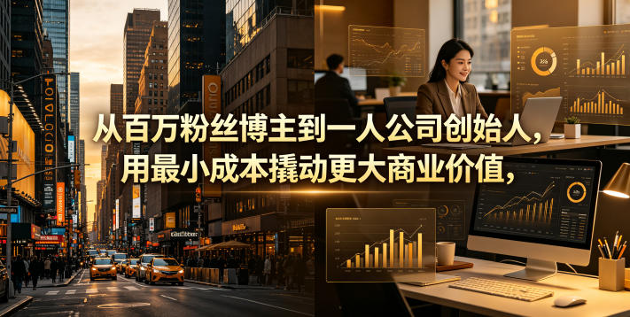 从百万粉丝博主到一人公司创始人，用最小成本撬动更大商业价值-搞薯条网