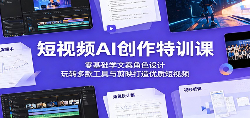 短视频AI创作特训课：零基础学文案角色设计，玩转多款工具与剪映打造优质短视频-搞薯条网