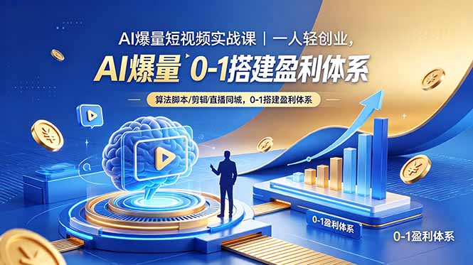 AI爆量短视频实战课｜一人轻创业，算法脚本剪辑直播同城，0-1搭建盈利体系-搞薯条网