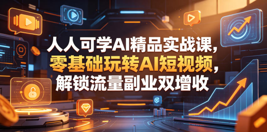 人人可学AI精品实战课,零基础玩转AI短视频,解锁流量副业双增收-搞薯条网