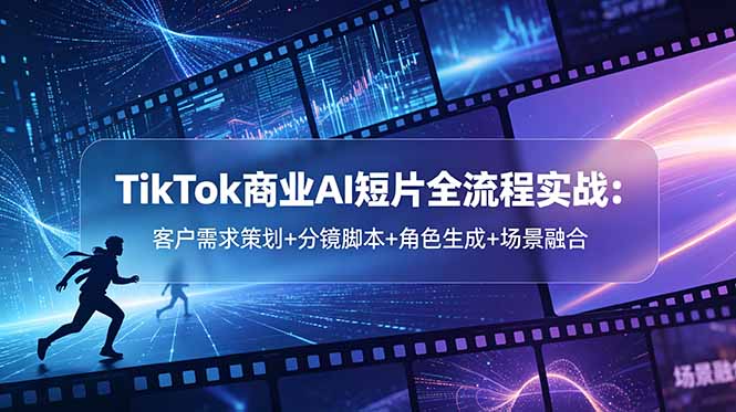 TikTok商业AI短片全流程实战：客户需求策划+分镜脚本+角色生成+场景融合-搞薯条网