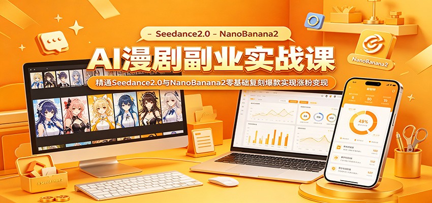 AI漫剧副业实战课：精通Seedance2.0与NanoBanana2零基础复刻爆款实现涨粉变现-搞薯条网
