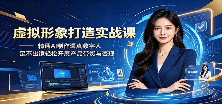 虚拟形象打造实战课：精通AI制作逼真数字人，足不出镜轻松开展产品带货与变现-搞薯条网