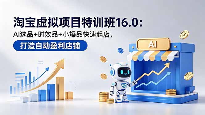淘宝虚拟项目特训班16.0：AI选品+时效品+小爆品快速起店，打造自动盈利店铺-搞薯条网