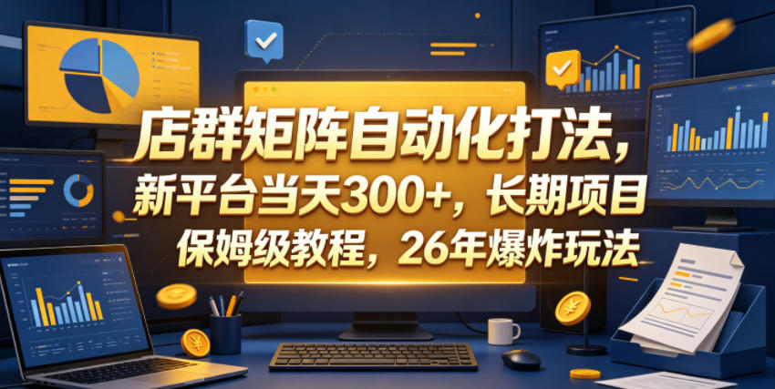 店群矩阵自动化打法，新平台当天300+，长期项目，保姆级教程，26年爆炸玩法【揭秘】-搞薯条网