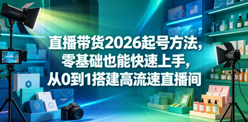 直播带货2026起号方法，零基础也能快速上手，从0到1搭建高流速直播间-搞薯条网