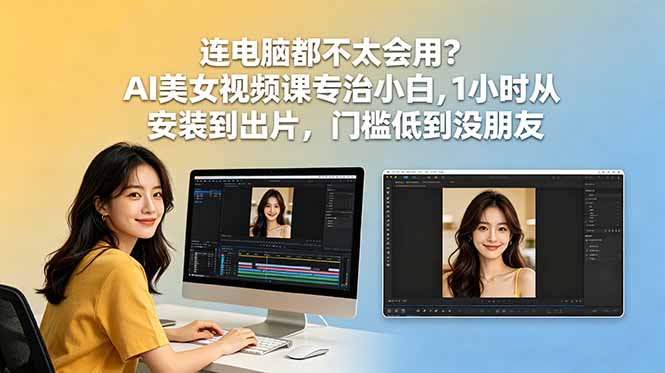 连电脑都不太会用？AI美女视频课专治小白，1小时从安装到出片，门槛低到没朋友-搞薯条网