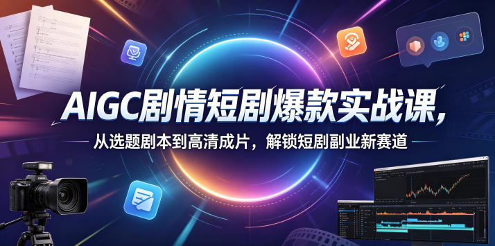 AIGC剧情短剧爆款实战课，从选题剧本到高清成片，解锁短剧副业新赛道-搞薯条网
