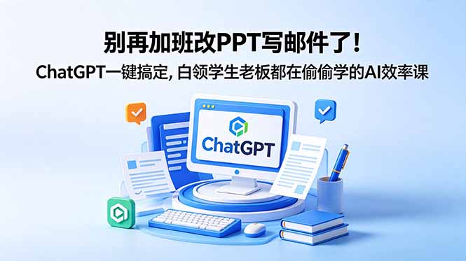 别再加班改PPT写邮件了！ChatGPT一键搞定，白领学生老板都在偷偷学的AI效率课-搞薯条网