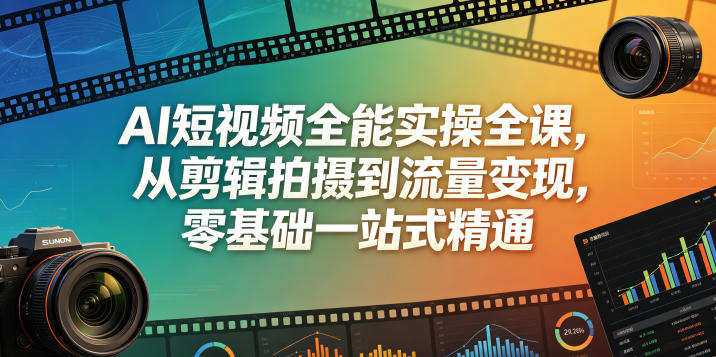 AI短视频全能实操全课，从剪辑拍摄到流量变现，零基础一站式精通-搞薯条网