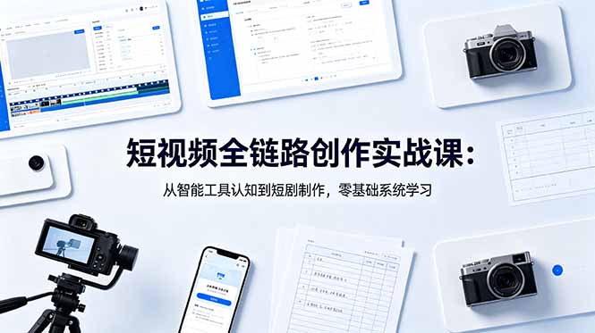 短视频全链路创作实战课:从智能工具认知到短剧制作,零基础系统学习-搞薯条网
